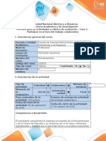 Guía de actividades y rúbrica de evaluación - Fase 2 – Participar en el foro del trabajo colaborativo