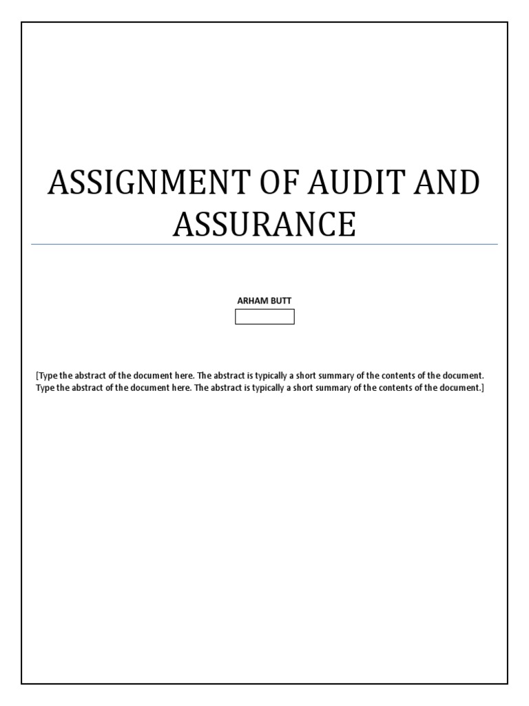 Audit and Assurance Assignment Analysis | PDF