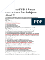 Tes Formatif KB 1 Peran Guru Dalam Pembelajaran Abad 21