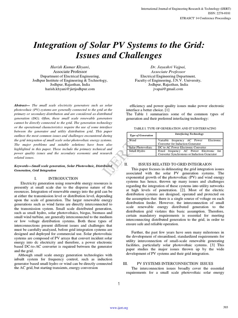 Grid Integration Challenges for Solar PV | PDF | Solar Power ...