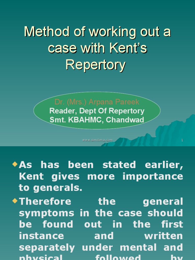 The Importance of a Thorough Anamnesis in Homoeopathic CaseTaking According to Kent's