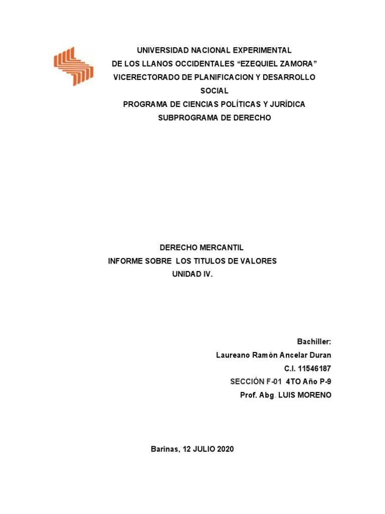Informe Sobre Titulos de Valores | PDF | Pagaré | Servicios financieros