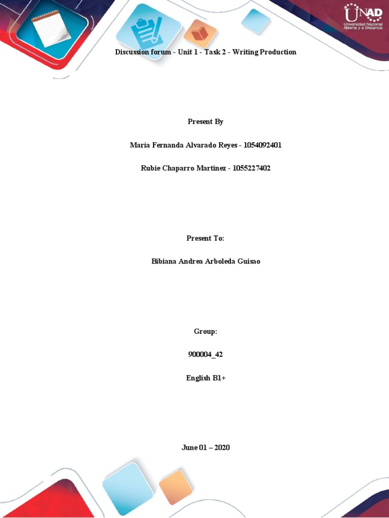 Unit 1 - Task 2 - Writing - Production - 900004 - 42 | PDF | Teachers ...