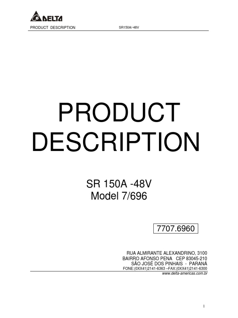 SR150A-48V Product Overview | PDF | Rectifier | Power Supply