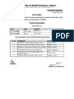 University of Health Sciences, Lahore: Date Sheet