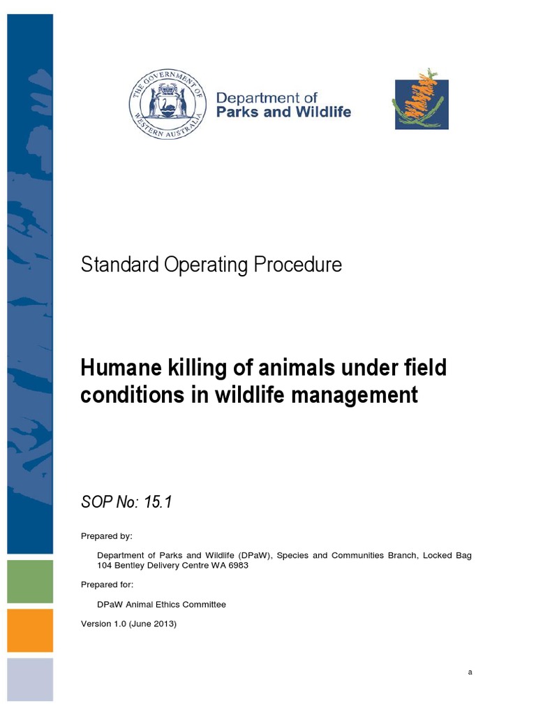 Humane Killing SOP for Wildlife Management | PDF | Animal Welfare | Hygiene