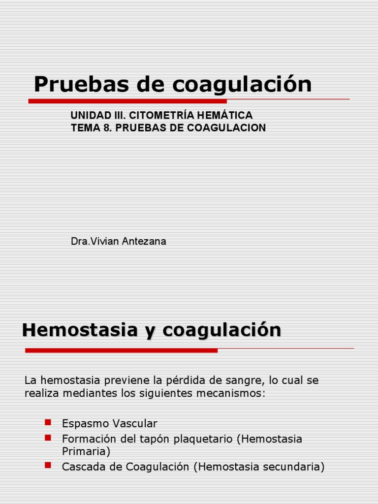 Pruebas de Coagulación y Coagulograma | PDF | Coagulación | Hemostasia
