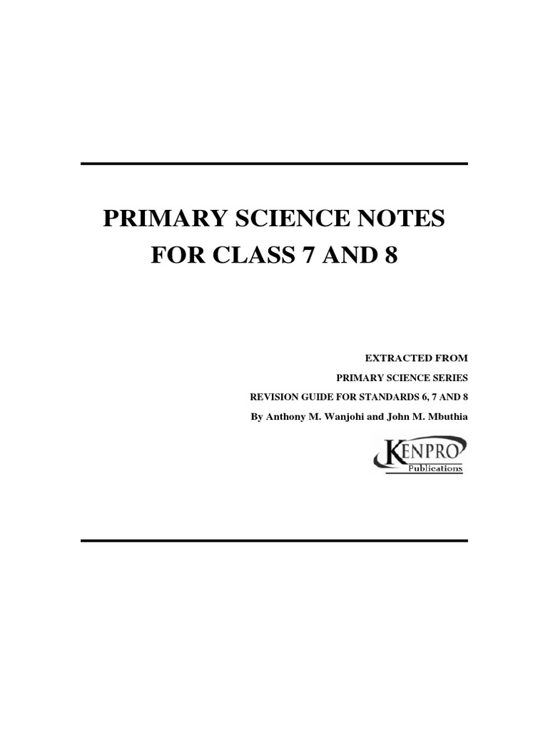 Primary Science Notes For Class 7 and 8 | PDF | Atrium (Heart) | Vein