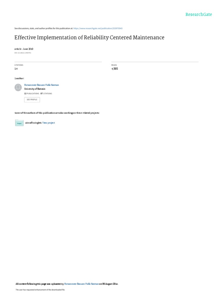 Effective Implementation of Reliability Centered Maintenance | PDF ...