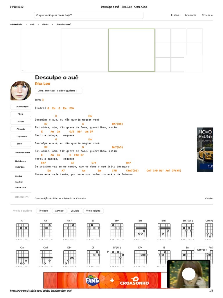 Desculpe o Auê - Rita Lee - Cifra Club | PDF | Entretenimento (geral ...