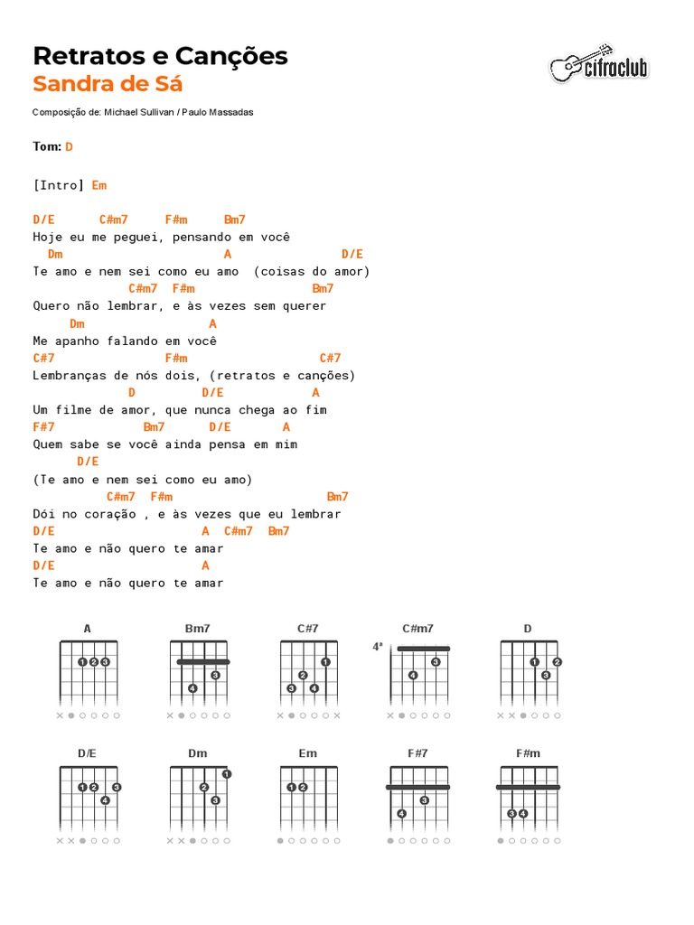 Letra e Cifras de Retratos e Canções | PDF