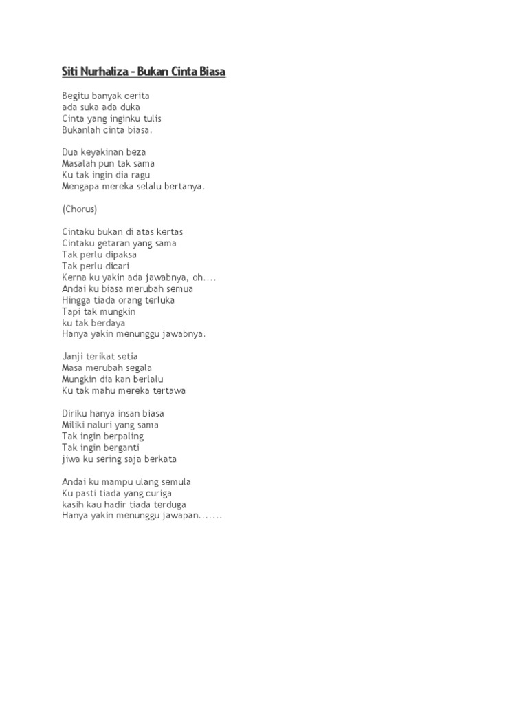 Bukan Cinta Biasa Siti Nurhaliza Pdf