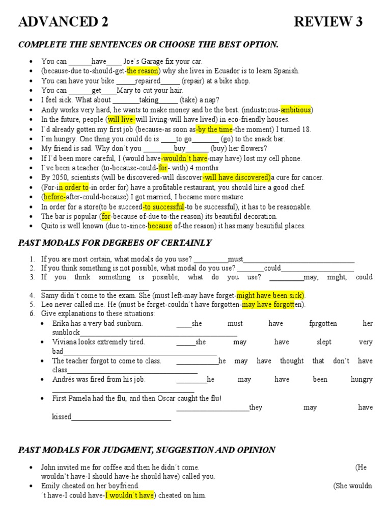 Advanced English Grammar Exercises | PDF | Language Arts & Discipline ...