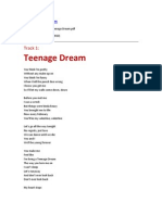 Katy Perry Lyrics Teenage Dream