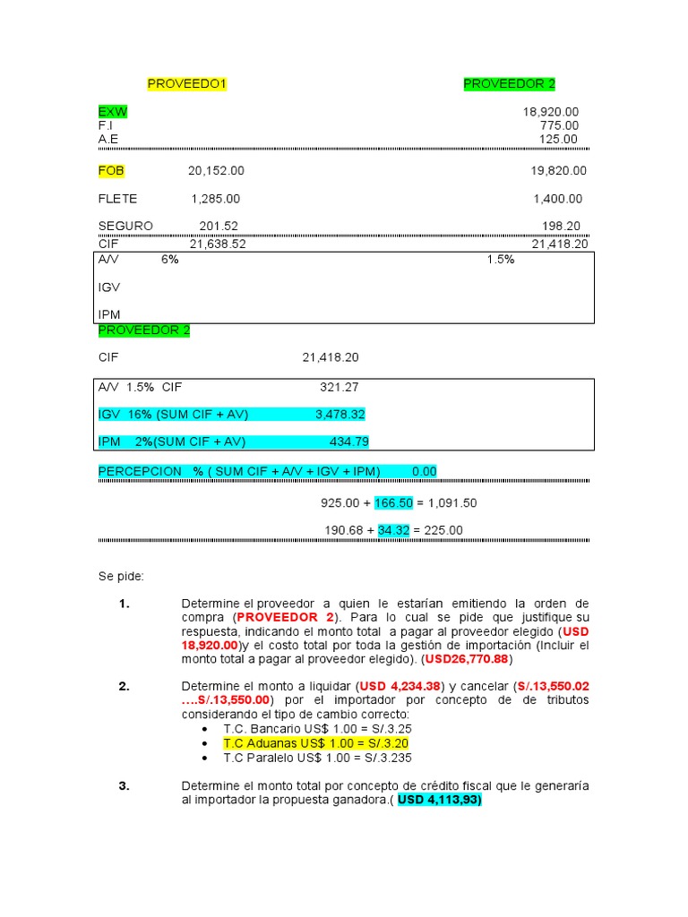 Solucionario Practica 2 Unidad I Gerencia De Importaciones Pdf