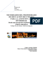 Necesidades Formativas Del Profesorado de Educación Secundaria para La Atención A La Diversidad.