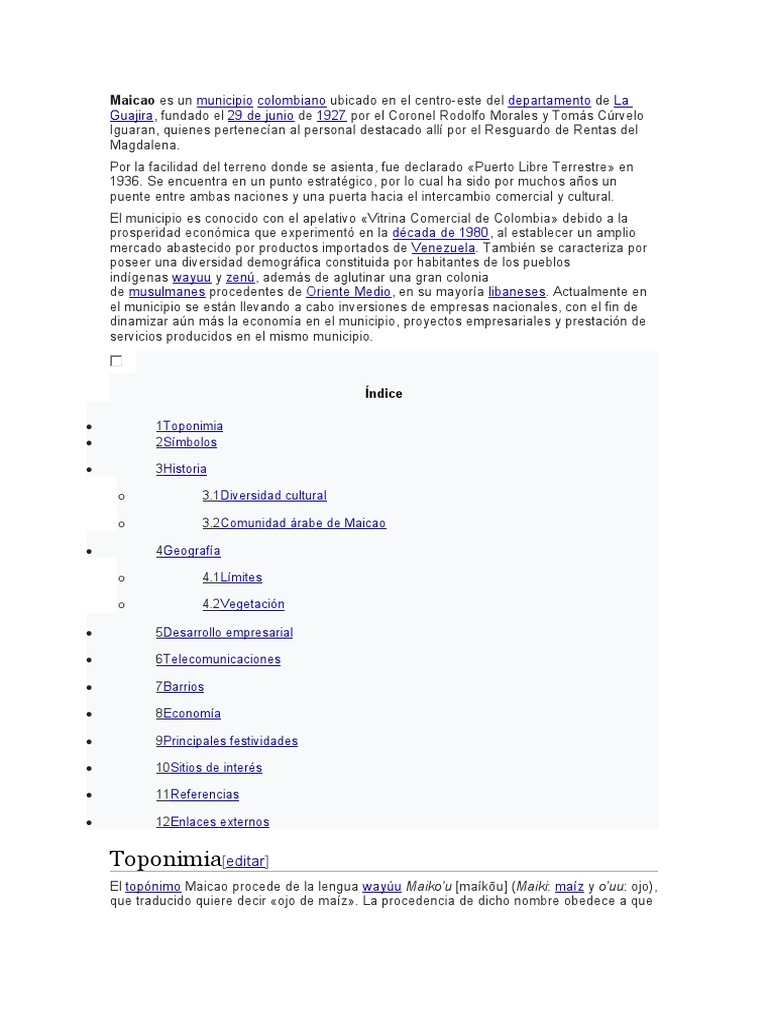 Maicao: Historia y Cultura de La Guajira | PDF