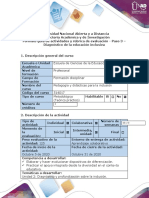 Guía de actividades y rúbrica de evaluación - Paso 3 – Diagnóstico de la educación inclusiva