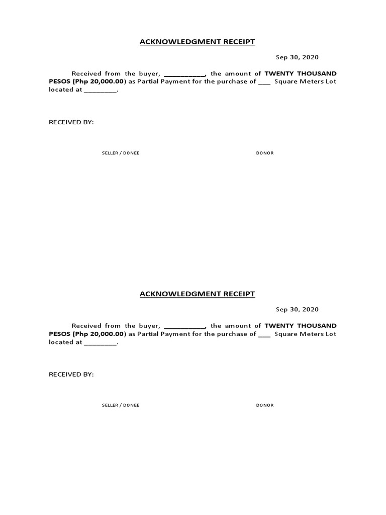 Acknowledgment Receipt Template | PDF