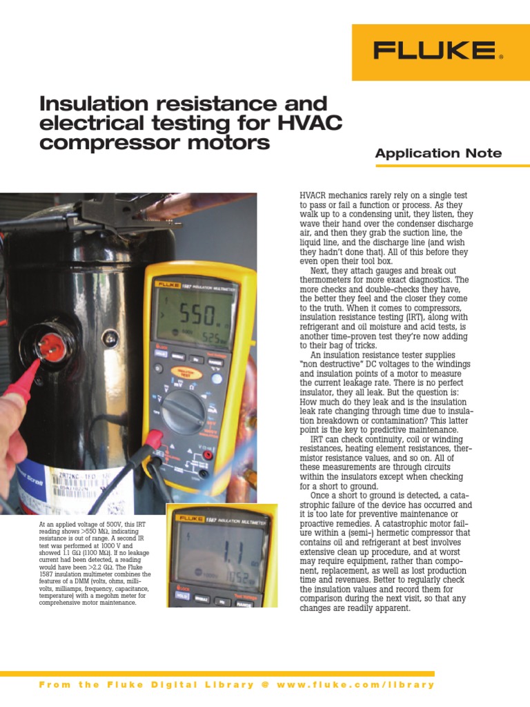 Insulation Resistance and Electrical Testing For HVAC - Fluke | PDF ...