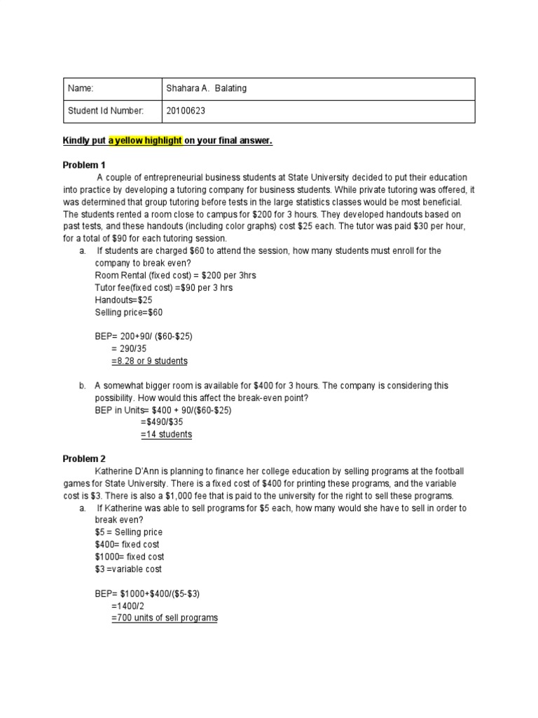 Chapter 1 - Quiz 3 - Problem Solving | PDF | Financial Accounting | Pricing