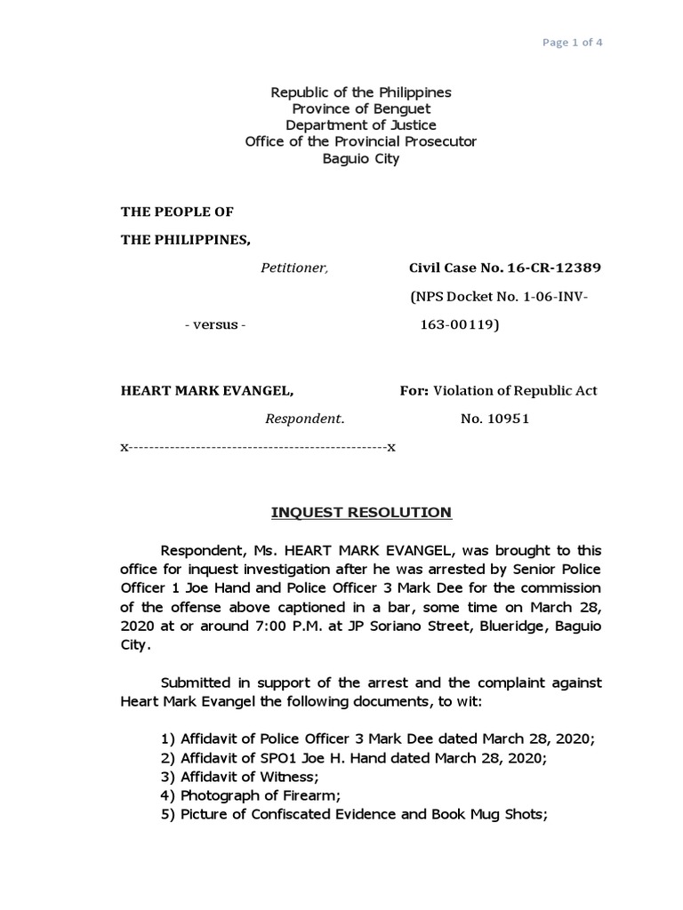 The People of The Philippines,: Petitioner, Civil Case No. 16-CR-12389 ...