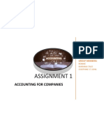 Assignment 1: Accounting For Companies