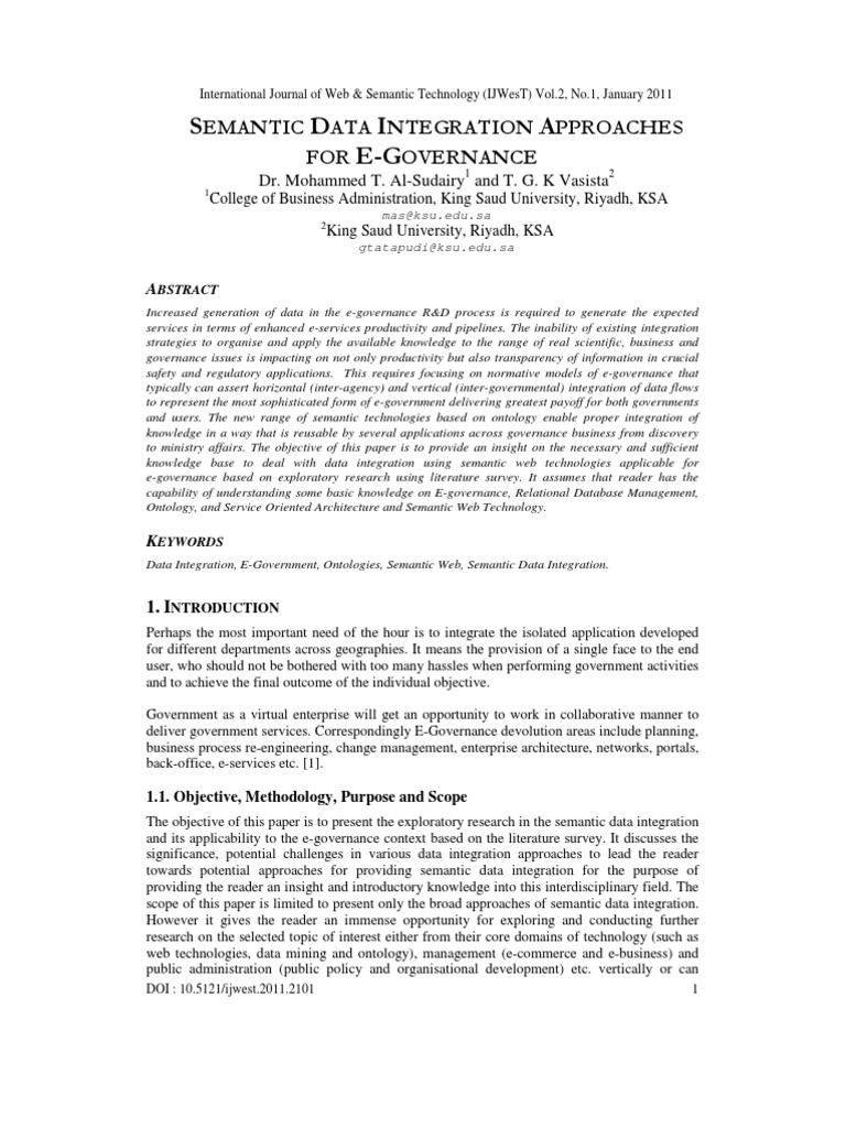 Semantic Data Integration for E-Governance | PDF | Resource Description ...