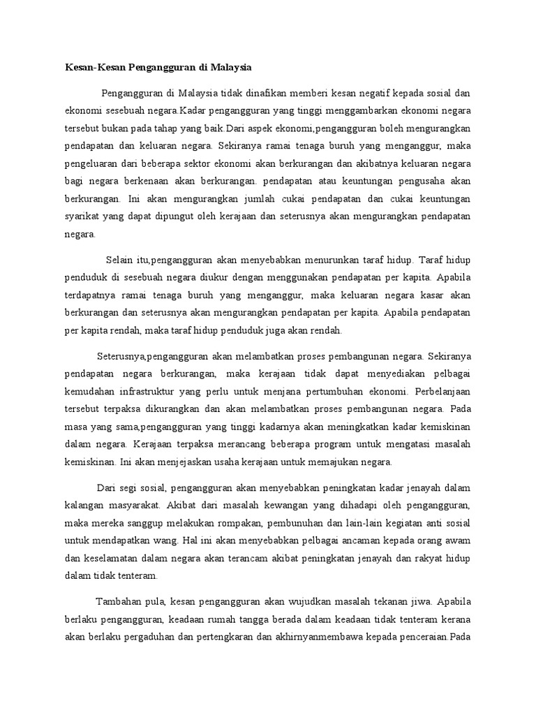 Kesan Pengangguran  PDF