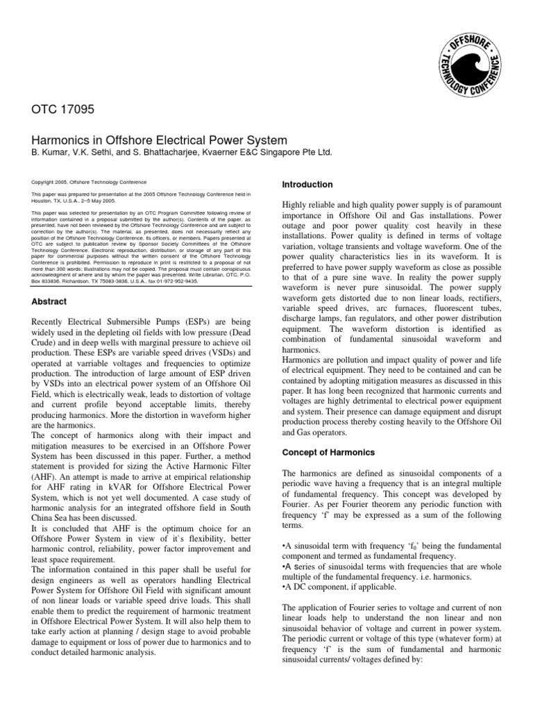 Harmonics in Offshore Electrical Power Systems | PDF | Rectifier ...