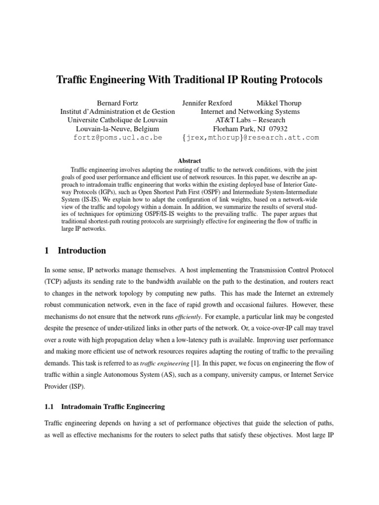 Traffic Engineering With Traditional IP Routing Protocols | PDF ...