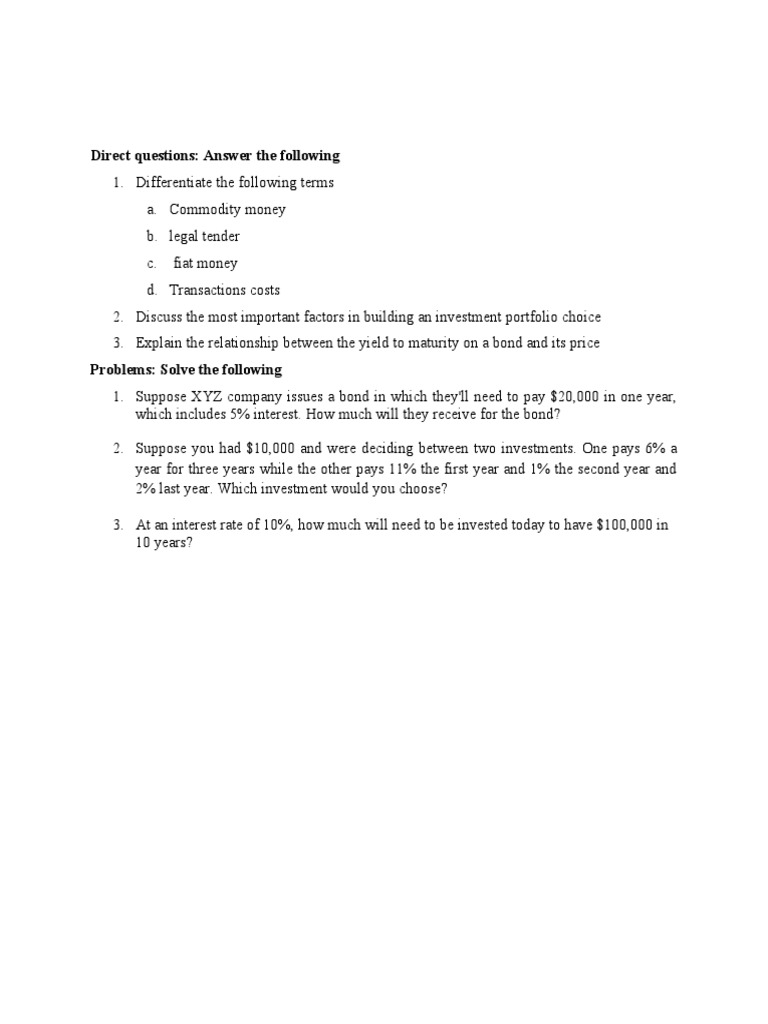 Finance Concepts and Investment Problems | PDF
