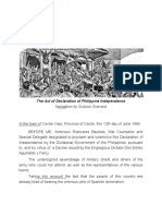 Proclamation: The Act of Declaration of Philippine Independence