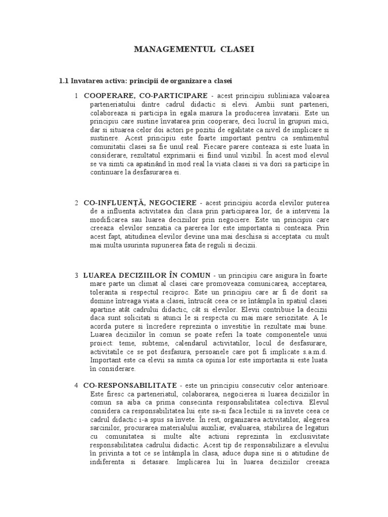 Managementul Clasei | PDF