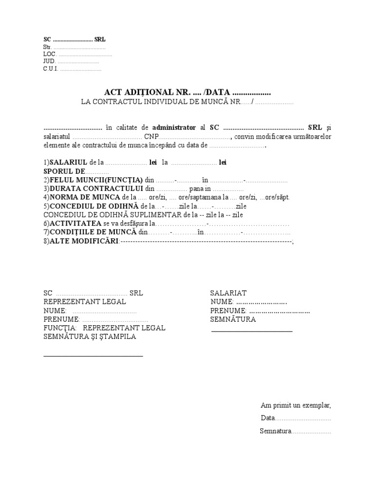 Act Aditional Model | PDF