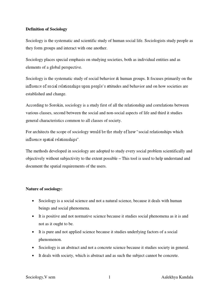 Nature and Scope of Sociology | PDF | Sociology | Social Science