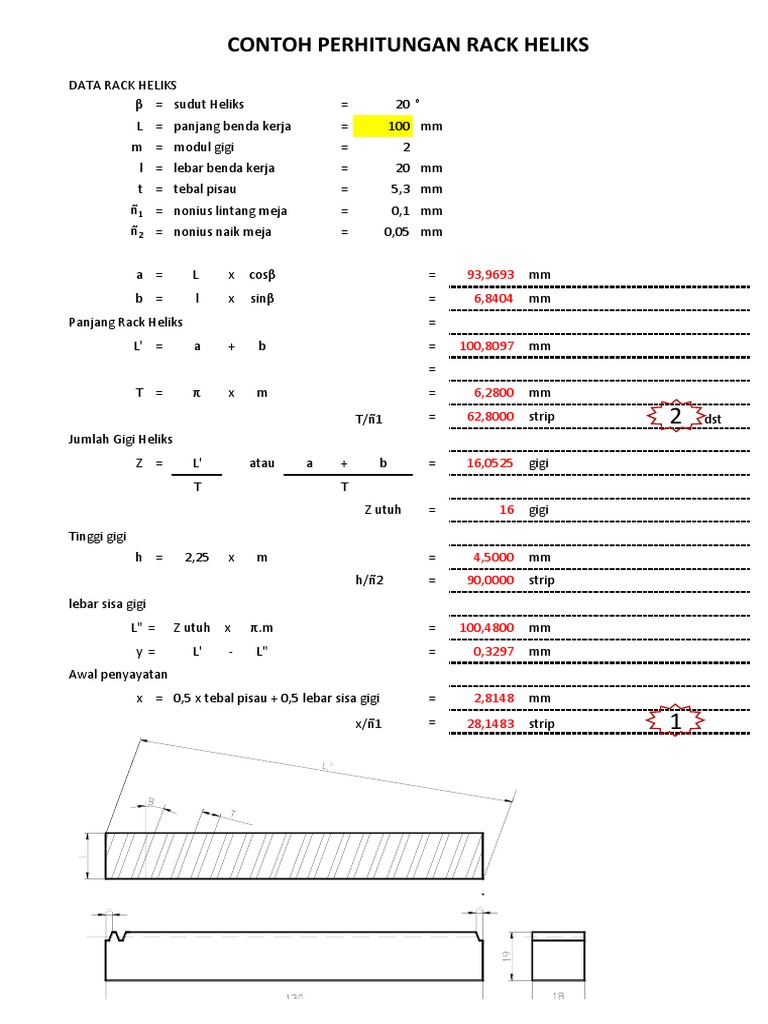 Helical Gear Rack Calculation | PDF