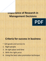 CH .Importance of Research in Management Decisions