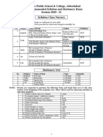 Modernage Public School & College, Abbottabad List of Recommended Syllabus and Stationery Items Session 2020 - 21 Syllabus Class Nursery