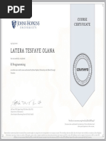 Latera Tesfaye Olana: Course Certificate