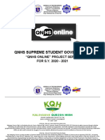 Qnhs Supreme Student Government: "Qnhs Online" Project Series FOR S.Y. 2020 - 2021