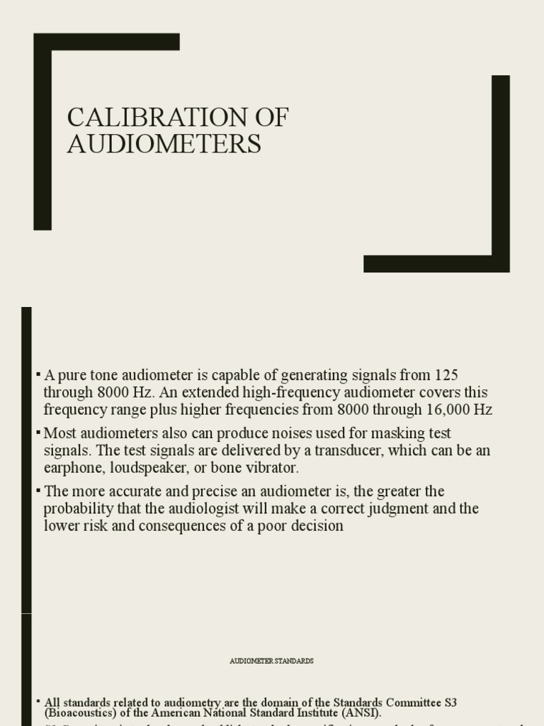 Calibration of Audiometers PDF Headphones Hearing Loss