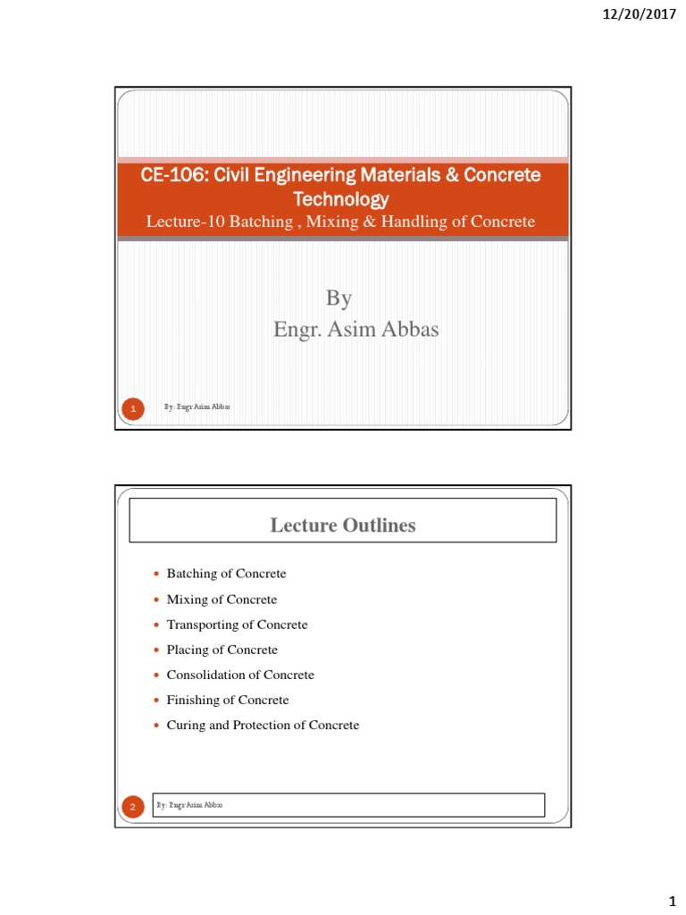 Lecture 10-Mixing, Placing and Finishing of Concrete | PDF | Concrete ...