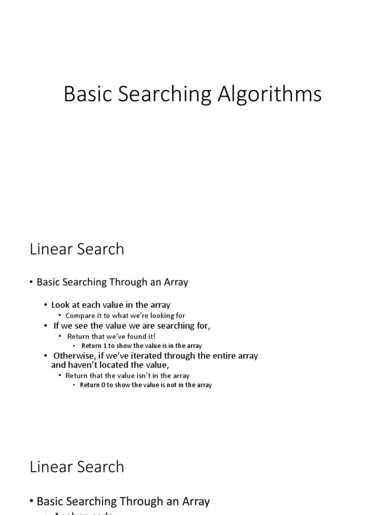 Basic Searching Algorithms | PDF | Array Data Structure | Algorithms ...