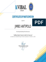 Jimbo Antipolo: Certificate of Participation