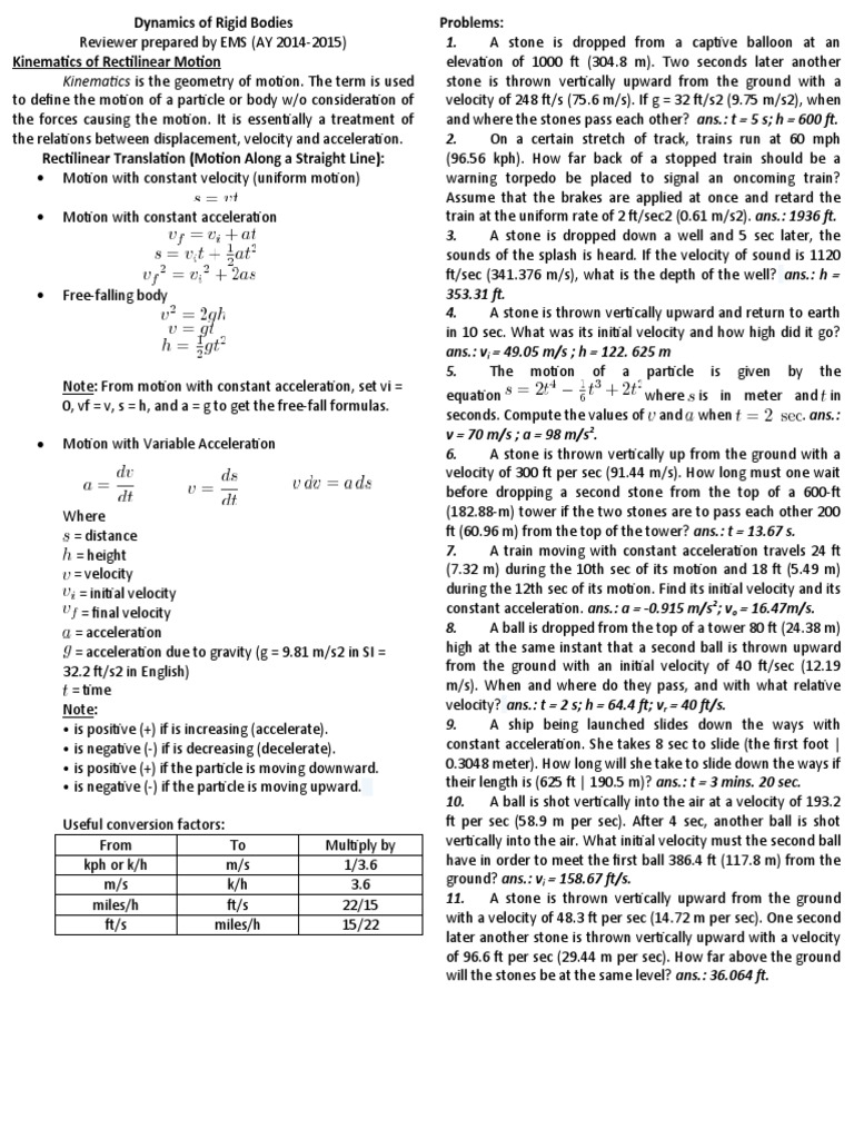 Dynamics Of Rigid Bodies Part 1 Edited Acceleration Velocity