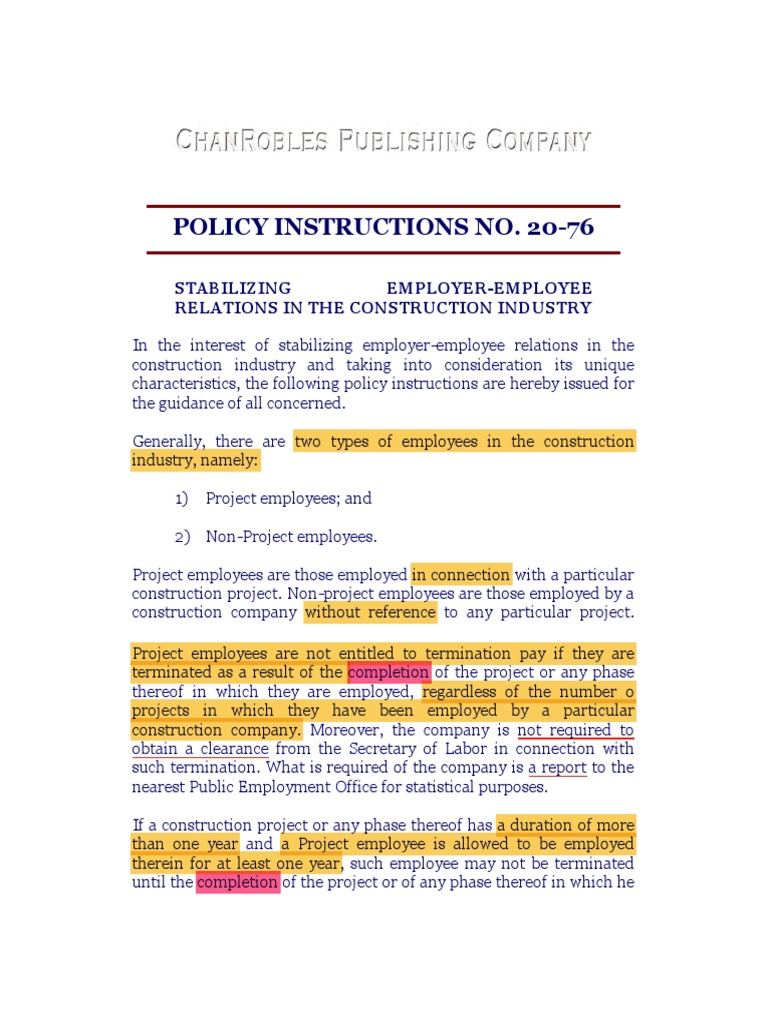 Guidelines for Stabilizing EmployerEmployee Relations in the