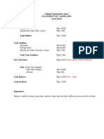 College/Organization Name: Statement of Cashflows As of (Date)