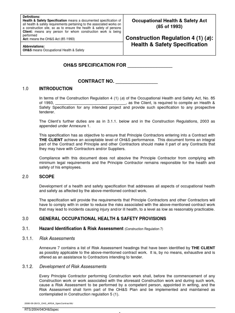 Occupational Health & Safety Act (85 of 1993) Occupational Safety And