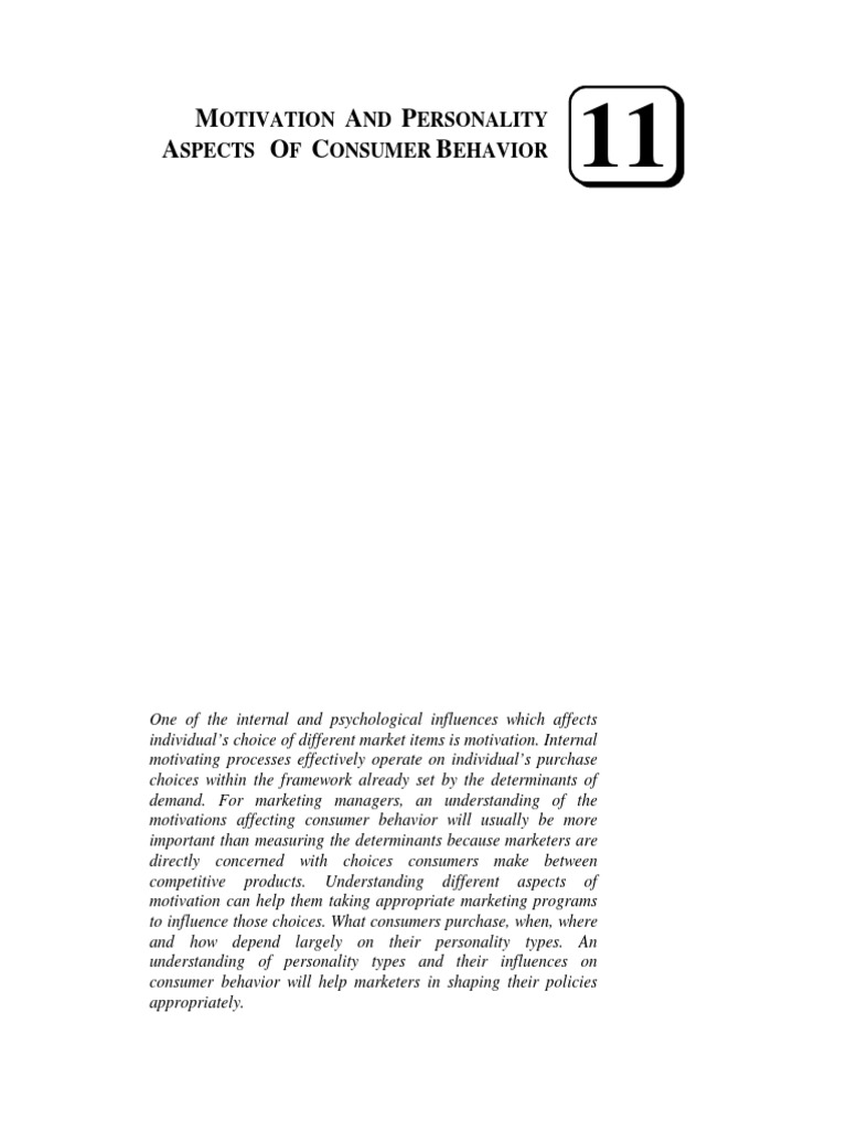 Consumer Motivation and Behavior Insights | PDF | Id | Psychoanalytic ...
